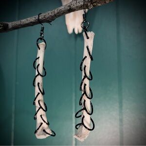 Possum Tibia Bone Black Multi Hoop Earrings